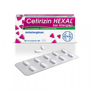 Produktbild von CETIRIZIN HEXAL Filmtabletten bei Allergien