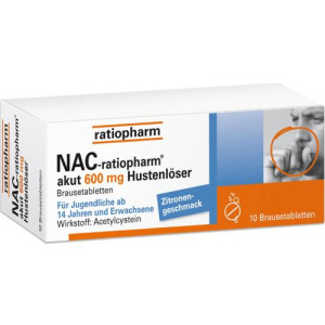 Produktbild von NAC-ratiopharm akut 600 mg Hustenl&ouml;ser Brausetabl.