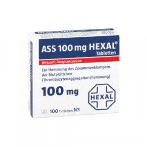 Produktbild von ASS 100 mg HEXAL Tabletten