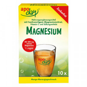 Produktbild von APODAY Magnesium Mango-Maracuja zuckerfrei Pulver