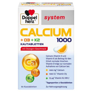 Produktbild von DOPPELHERZ Calcium 1000+D3+K2 system Kautabletten