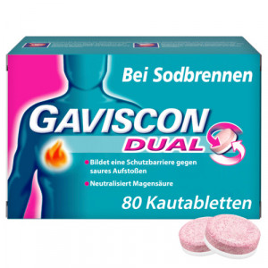 Produktbild von GAVISCON Dual 250mg/106,5mg/187,5mg Kautabletten